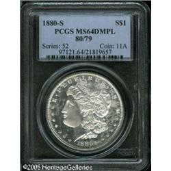 1880-S  8 Over 7 MS64 Deep Mirror Prooflike PCGS.