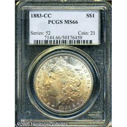 1883-CC  MS66 PCGS. Golden-brown and lilac toni