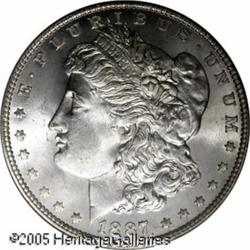 1887  MS67 PCGS. Some colorful toning rests at