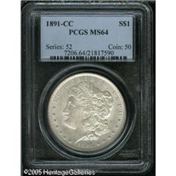 1891-CC  MS64 PCGS. Lustrous surfaces reveal a