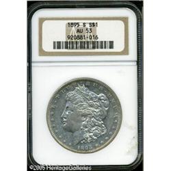 1895-S  AU53 NGC. This key date example is tone