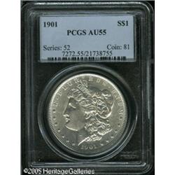 1901  AU55 PCGS. Bright silver surfaces with ne