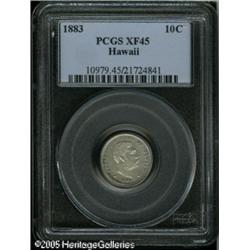 1883 10C  Hawaii Ten Cents XF45 PCGS. Nice definiti