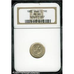 1883 10C  Hawaii Ten Cents MS63 NGC. Essentially un