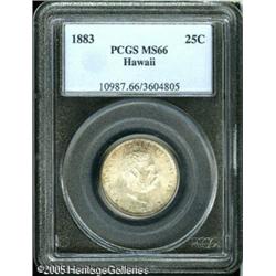 1883 25C  Hawaii Quarter MS66 PCGS. Attractive gold