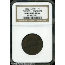 1833 Francis L. Brigham Hard Times Token MS64 Brown N