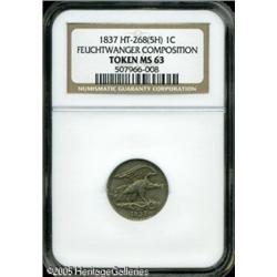 1837 Feuchtwanger Cent Token MS63 NGC. Low-120, HT-