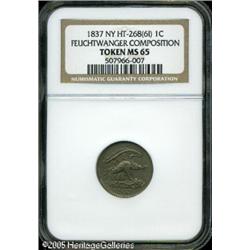 1837 MS  Feuchtwanger Cent Token MS63 NGC. Low-120,