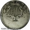 Image 1 : 1869 5C  Shield Nickel--Struck 25% Off Center at 11:3