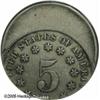 Image 2 : 1869 5C  Shield Nickel--Struck 25% Off Center at 11:3
