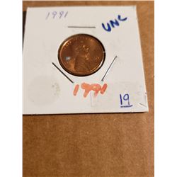 1991 Lincoln Penny UNC