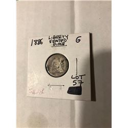 Early 1886 Liberty Seated Silver Dime Good Grade