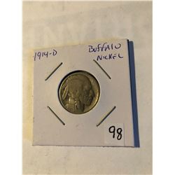 Extremely Rare Key Date 1914 D Top 5 Buffalo Nickel Good Grade acid wash