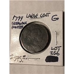 Extremely Rare 1794 Large Cent Lettered Edge Head of 1794