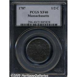 1787 1/2 C Massachusetts Half Cent XF40 PCGS. Ryd