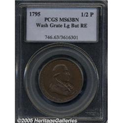 1795 1/2P Washington Grate Halfpenny, Large Butto