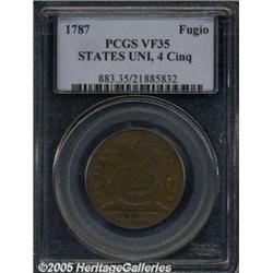 1787 1C Fugio Cent, STATES UNITED, Cinquefoils VF