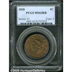1818 1C MS63 Red and Brown PCGS. N-10, R.1. Mint 