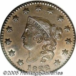 1822 1C MS63 Brown PCGS. N-6, R.3. While fairly a