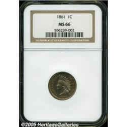 1861 1C MS66 NGC. Sharply struck with smooth sati