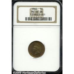 1866 1C MS66 Brown NGC. Although designated as Br
