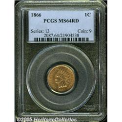 1866 1C MS64 Red PCGS. Pretty coppery-gold patina