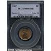 Image 1 : 1867 1C MS65 Red and Brown PCGS. Lustrous surface