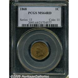 1868 1C MS64 Red PCGS. The coppery-gold surfaces 