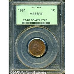 1881 1C MS66 Red and Brown PCGS. Golden-brown ton