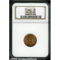 1893 1C MS65 Red NGC. A lustrous and nicely struc
