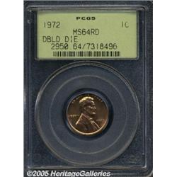 1972/72 1C Doubled Die MS64 Red PCGS. Lustrous or