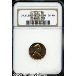 1972/72 1C Doubled Die MS66 Red NGC. A lustrous p
