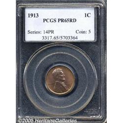1913 1C PR65 Red PCGS. Nicely struck, with copper