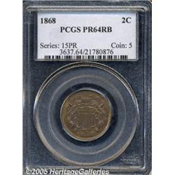 1868 2C PR64 Red and Brown PCGS. Exquisitely stru
