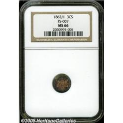 1862/1 3CS MS66 NGC. FS-007. This lustrous, premi