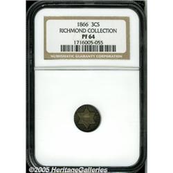 1866 3CS PR64 NGC. Ex: Richmond Collection. Splen