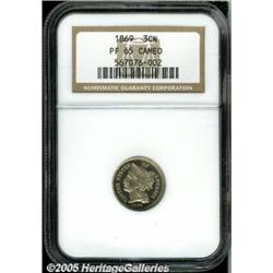 1869 3CN PR65 Cameo NGC. This sharply struck Gem 