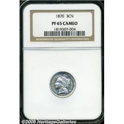1870 3CN PR65 Cameo NGC. Fully struck and seeming