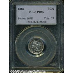 1887 3CN PR66 PCGS. Light tan patina and prominen