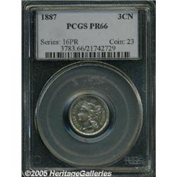 1887 3CN PR66 PCGS. Sharply struck and pristine, 