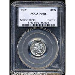 1887 3CN PR66 PCGS. Sharply struck with glitterin