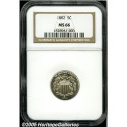 1882 5C MS66 NGC. Gentle hints of tan color embra