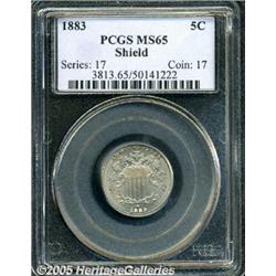 1883 5C MS65 PCGS. A brilliant and highly lustrou