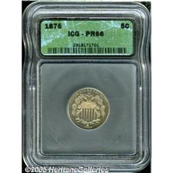 1876 5C PR66 ICG. Iridescent bands of sky-blue, p