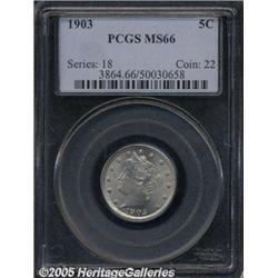 1903 5C MS66 PCGS. This is a beautiful Gem, sharp