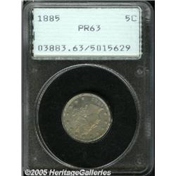 1885 5C PR63 PCGS. A key date Liberty Nickel that