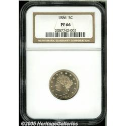 1886 5C PR66 NGC. A razor-sharp specimen, the lef