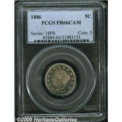 1886 5C PR66 Cameo PCGS. Razor-sharp striking det