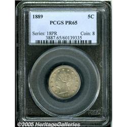 1889 5C PR65 PCGS. Dappled dove-gray and tan pati