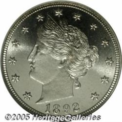 1892 5C PR67 Cameo NGC. An intricately detailed s